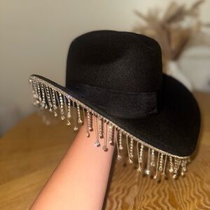 Diamond fringe cowgirl hat
